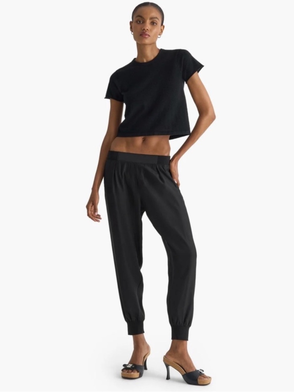 ATM Anthony Thomas Melillo NWT Women's Luxury Black Silk Jogger Pants Sz Small